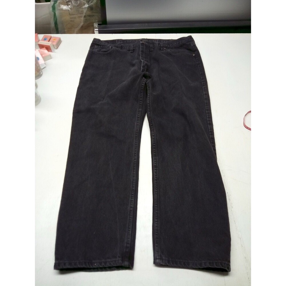 Wrangler Relaxed Fit Straight Leg Jeans Men's 44x30 Black Denim 100% Cotton